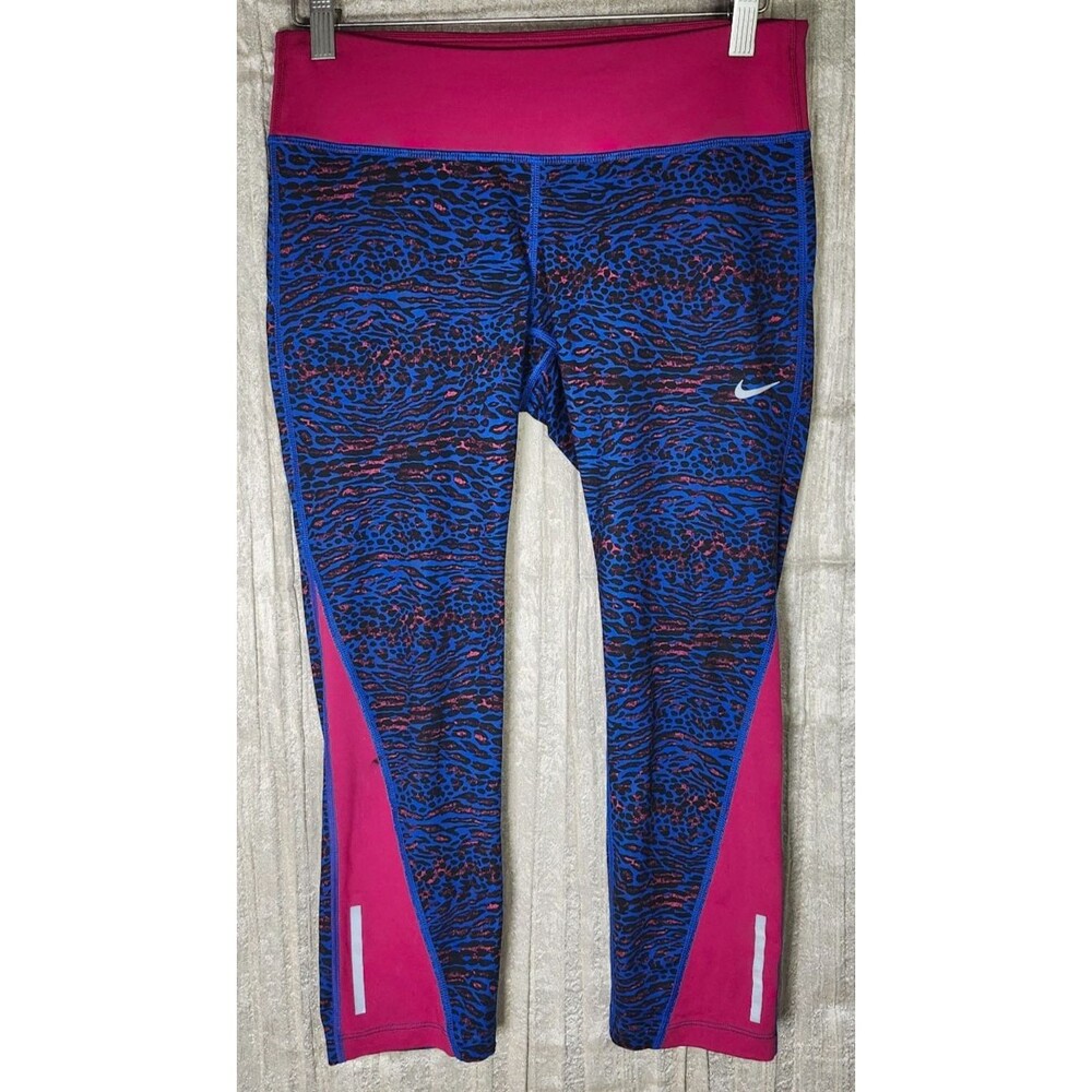 NIKE Dri-FIT RACER Crop Leopard Print Crop Running Tights Drawstring - M